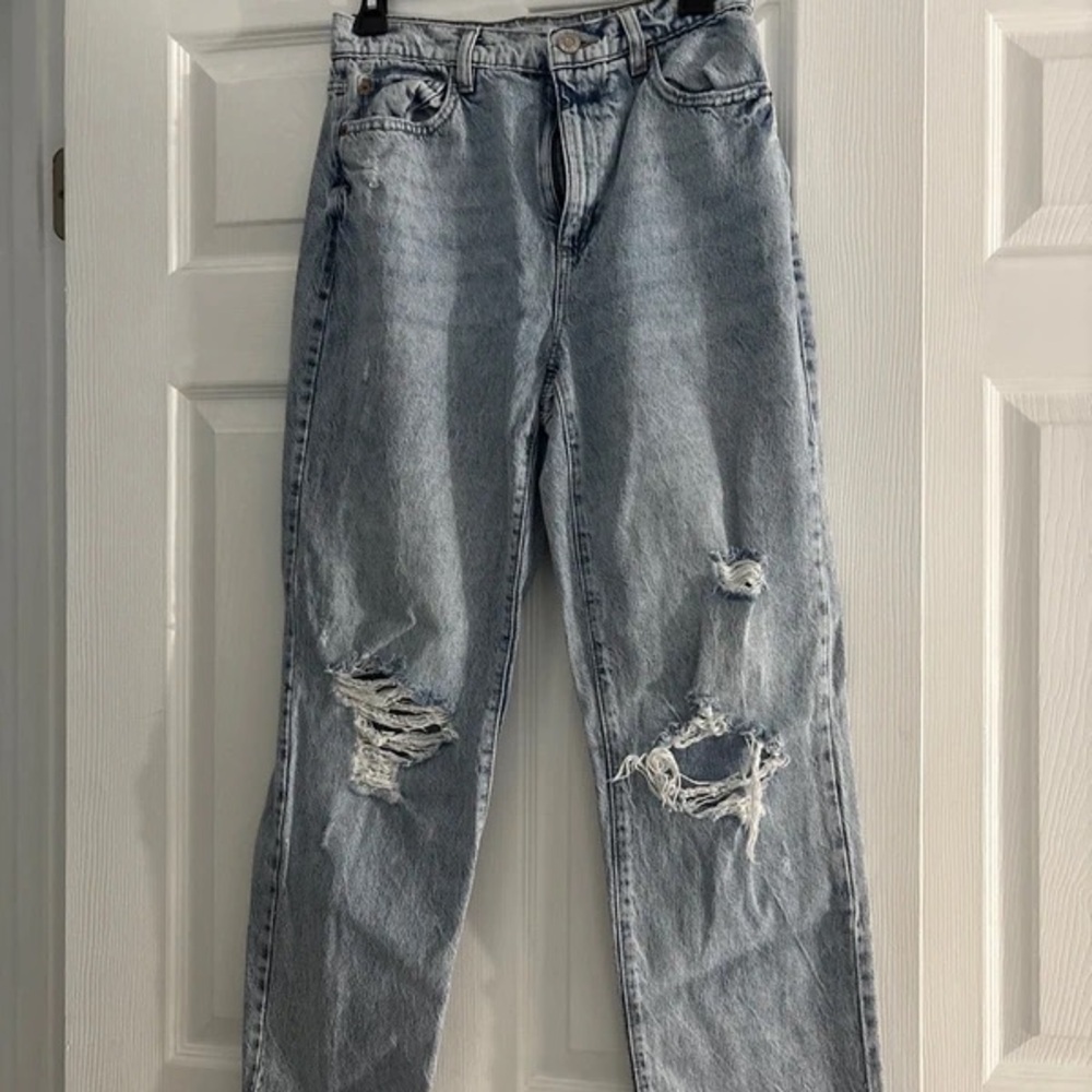Garage Vintage Blue Ripped Straight Leg Jeans
